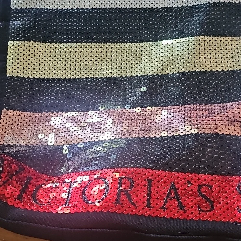 Victoria's Secret Bling Large Open Stripe Sequined Carryall Weekend Tote Handbag